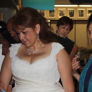 Wedding Gown plus size pearl cream